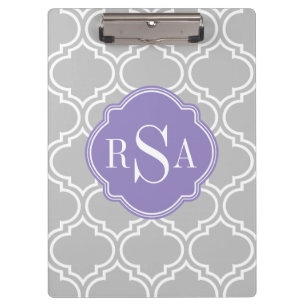 Porte-bloc Carreaux gris treillis Motif Lavender Monogramme