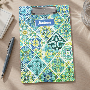Porte-bloc carreaux siciliens méditerranéens de menthe aqua m