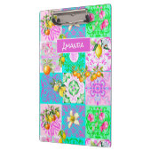 Porte-bloc Carrelages floraux de collage d'agrumes rose chic (Gauche)