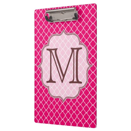Porte-bloc Carte à clim monogramme en latte rose chaud (Gauche)