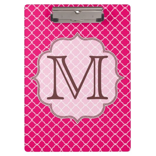Porte-bloc Carte à clim monogramme en latte rose chaud (Devant)