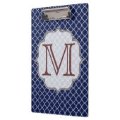 Porte-bloc Carte à clip Monogramme en latte de quarterfoil bl (Gauche)