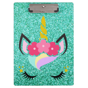 Porte-bloc Carte clip de Parties scintillant Turquoise Unicor
