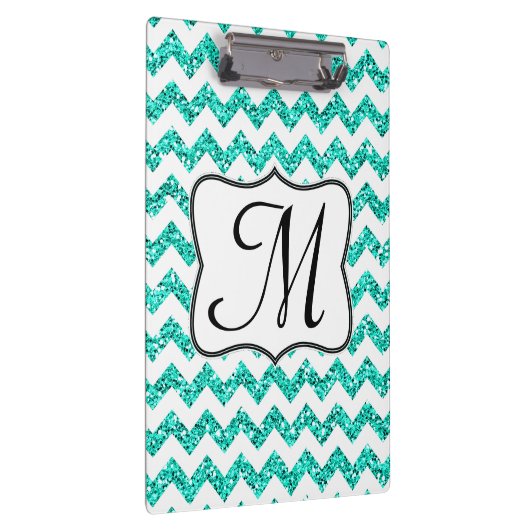 Porte-bloc Carte Clip Initiale Chevron Monogram Turquoise mod (Swatch)