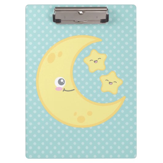 Porte-bloc Carte Clip Kawaii Moon et Stars (Devant)