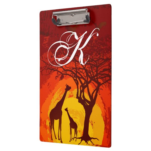 Porte-bloc Carte Clip Personnalisée African Safari Giraffe Su (Gauche)