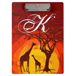 Porte-bloc Carte Clip Personnalisée African Safari Giraffe Su