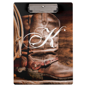 Porte-bloc Carte Clip Personnalisée Bottes Cowboy Grange Bois