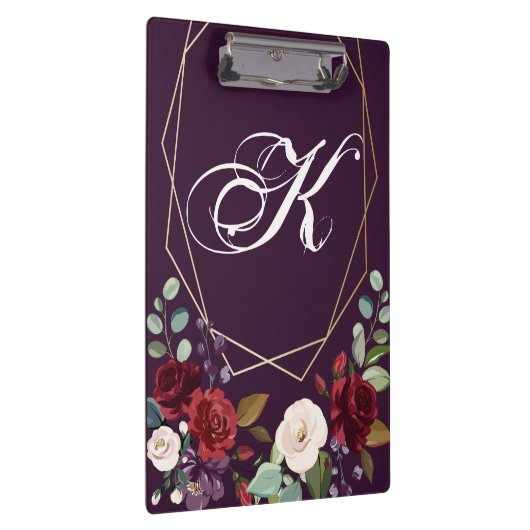 Porte-bloc Carte Clip Personnalisée Plum violet Rose Gold Geo (Swatch)