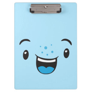 Porte-bloc Carte Clip Visage Kawaii Souriante Bleue