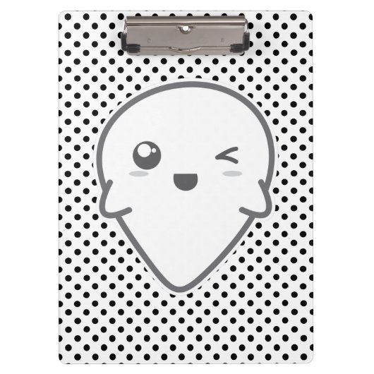 Porte-bloc Carte clipart pour fantôme Kawaii Winking (Devant)