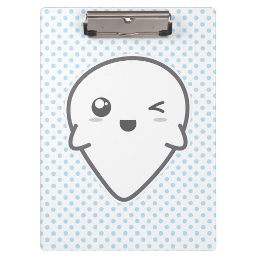 Porte-bloc Carte clipart pour fantôme Kawaii Winking (Devant)