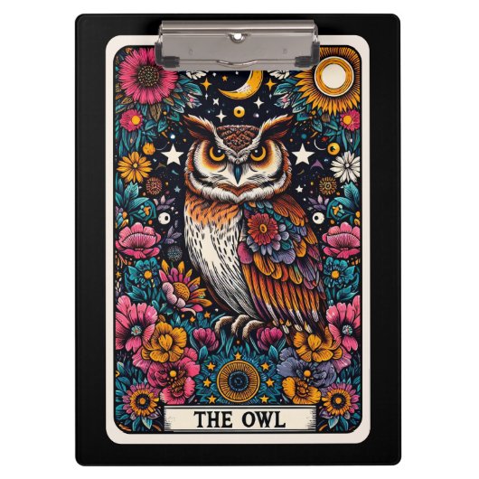 Porte-bloc Carte de tarot du hibou – Sagesse mystique (Devant)