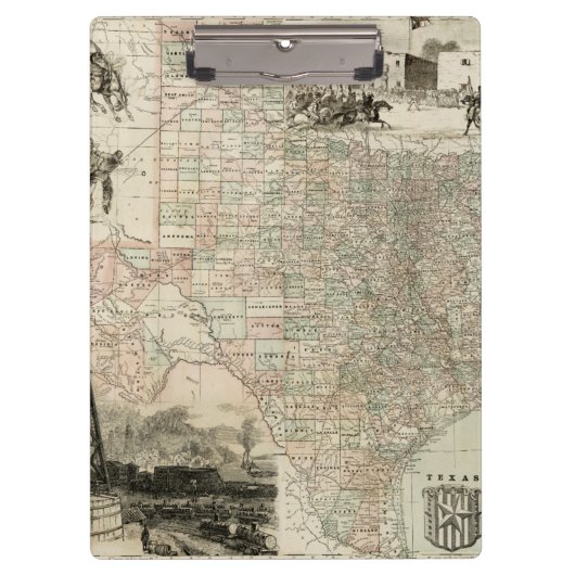Porte-bloc Carte du Texas avec des frontières du comté (Devant)