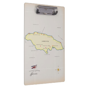 Porte-bloc Carte illustrée de la Jamaïque.