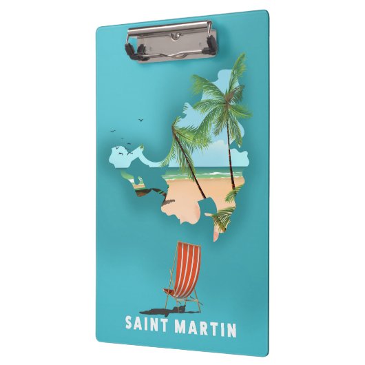 Porte-bloc Carte illustrée de Saint-Martin. (Gauche)