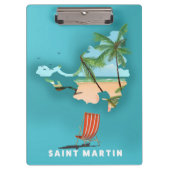 Porte-bloc Carte illustrée de Saint-Martin. (Devant)