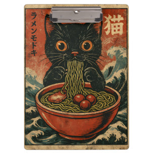 Porte-bloc Cat Ramen Japonais drôle Graphisme Kawaii Cat Anim