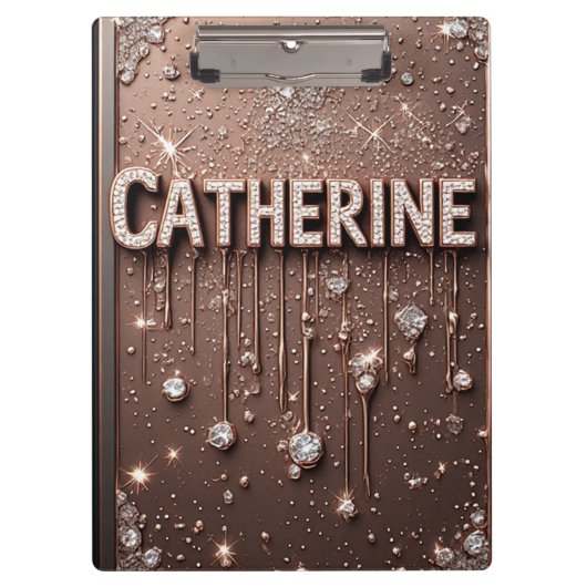 Porte-bloc 🌸Catherine Rose Gold Pailleté Notes de Nom🌸 (Devant)