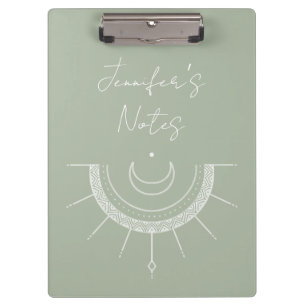 Porte-bloc Céleste jolie Lune Soleil Vert Olive Personnalisée