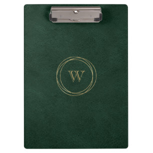 Porte-bloc Cercles géométriques dorés Monogramme vert