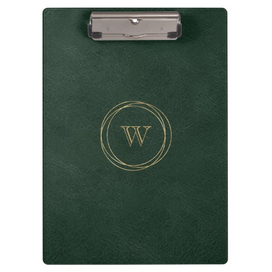Porte-bloc Cercles géométriques dorés Monogramme vert (Devant)