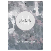 Porte-bloc Cercles gris rose moderne Monogramme tendance (Dos)