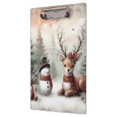 Porte-bloc Cerf de Noël/bonhomme de neige en bois classique (Gauche)