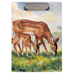 Porte-bloc Cerf peint maman et bébé