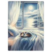 Porte-bloc Chambre côtière au clair de lune avec chat endormi (Dos)