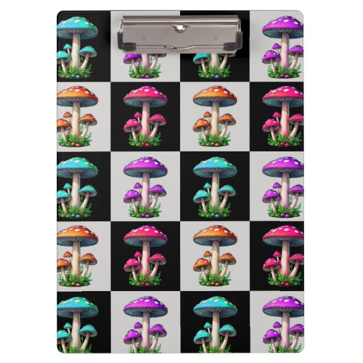 Porte-bloc Champignon Géométrique à Carreaux (Devant)