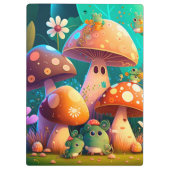 Porte-bloc Champignons mignons et fleurs buissons vert (Dos)