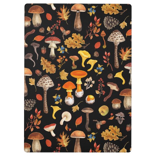 Porte-bloc Champignons sauvages sur le noir (Dos)