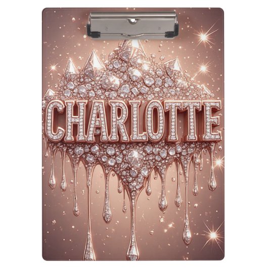 Porte-bloc 🌸Charlotte Rose Gold Glitter Notes de Nom🌸 (Devant)