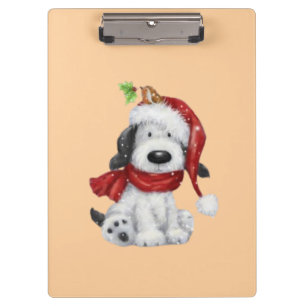 Porte-bloc Charmant chien de Noël avec chapeau de Père Noël &