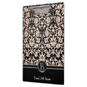 Porte-bloc Charmant Rose Floral Damask Monogramme (Gauche)