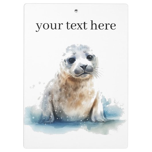 Porte-bloc Charming Aquarelle Seal Pup, personnalisée (Dos)