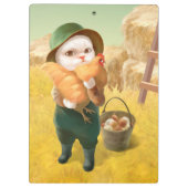 Porte-bloc Chat adorable avec Hen à la ferme (Dos)