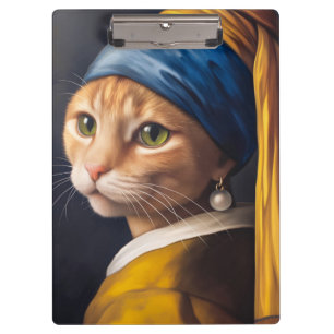 Porte-bloc Chat avec une oreille de perle Funny Vermeer Par