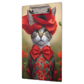 Porte-bloc Chat avec une robe faite de coquelicot (Gauche)