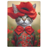 Porte-bloc Chat avec une robe faite de coquelicot (Dos)