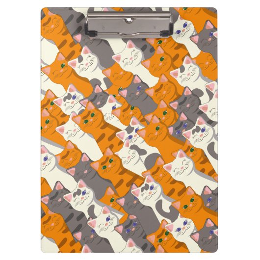 Porte-bloc Chat blanc gingembre noir motif diagonal (Devant)