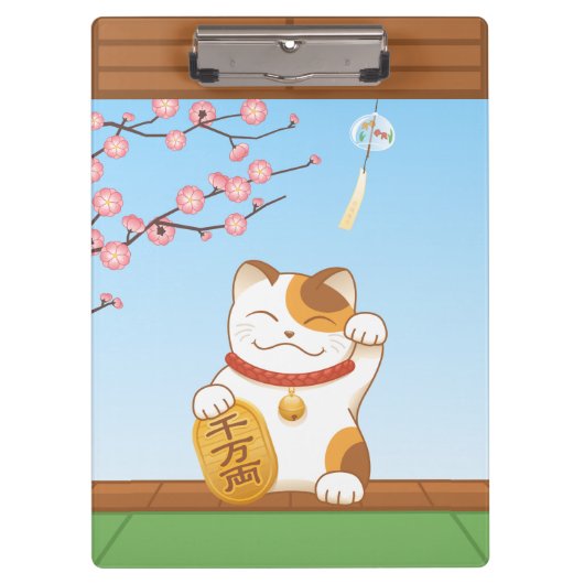 Porte-bloc Chat Calico Lucky Japonais, Maneki Neko (Devant)