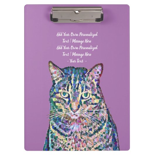 Porte-bloc Chat coloré Texte personnalisé (Devant)