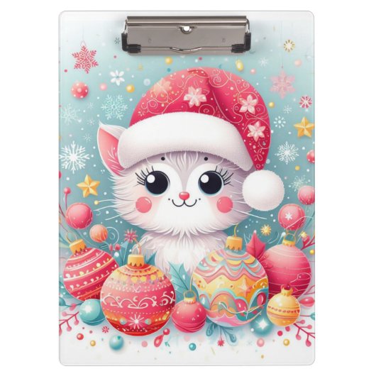 Porte-bloc Chat de Noël mignon et coloré (Devant)