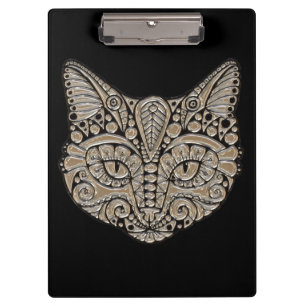 Porte-bloc Chat de style égyptien noir et or art déco