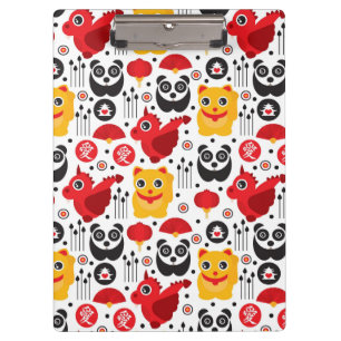 Porte-bloc Chat, dragon, et panda chanceux de la Chine