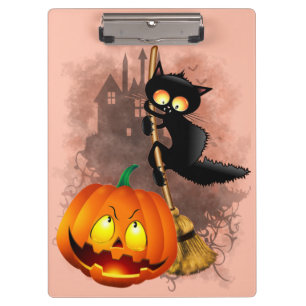 Porte-bloc Chat effrayé par Citrouille Fun Halloween caractèr