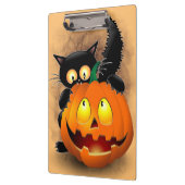 Porte-bloc Chat Fun Halloween Caractère mordant un Citrouille (Gauche)