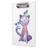 Porte-bloc Chat mignon blanc violet avec oiseaux (Gauche)